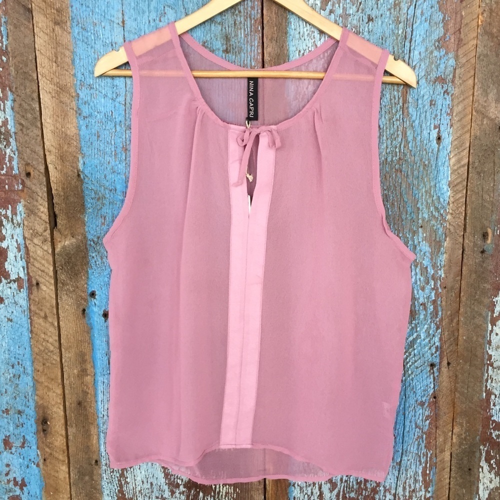 Nina Capri Pink Sheer Tank Top